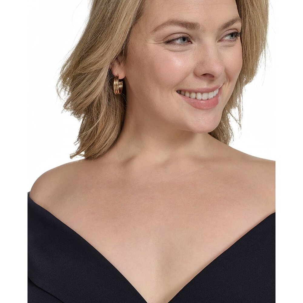 Eliza J Plus Off-the-Shoulder Sweetheart Crepe Gown – Navy NWT Size 14W - Picture 4 of 5